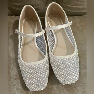 SODA select mesh rhinestone ballet flats